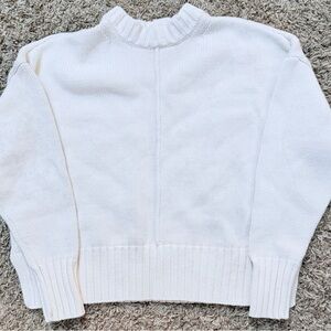 A New Day White Mock Neck Tight-Knit Pullover Sweater Women's Size M Long Sleeve